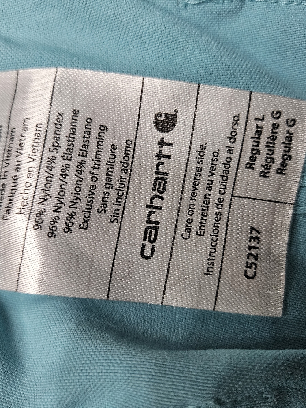 Carhartt Light Teal Cargo Jogger Pants - Picture 4 of 4